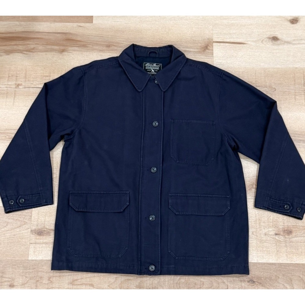 Vintage Eddie Bauer Women's XL Navy Chore Barn Jacket Cotton Utility Coat